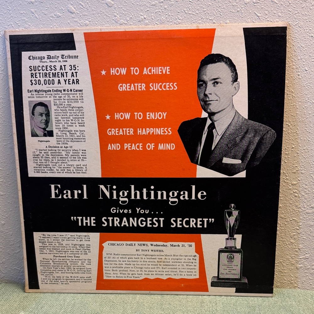 Moormans MFG CO -Earl Nightingale 'The Strangest Secret' Vinyl Record